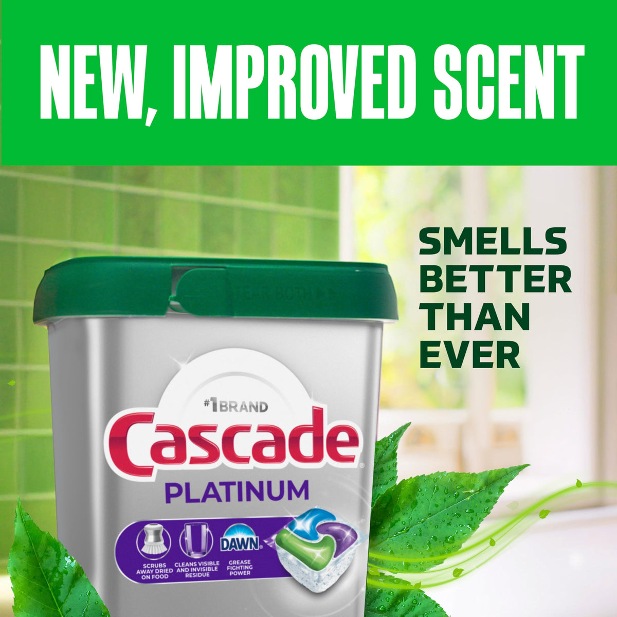 Cascade Platinum Dishwasher Pods, Dishwasher Detergent, Dish Detergent Soap, Fresh, 40 Count