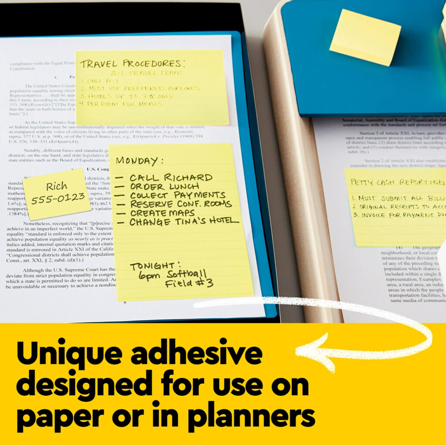 Post-it Notes, 4 in x 6 in, 5 Lined Sticky Notes Pads, 100 Sheets per Pad, Canary Yellow, The Original Post-it Note, School Supplies and Oﬃce Products