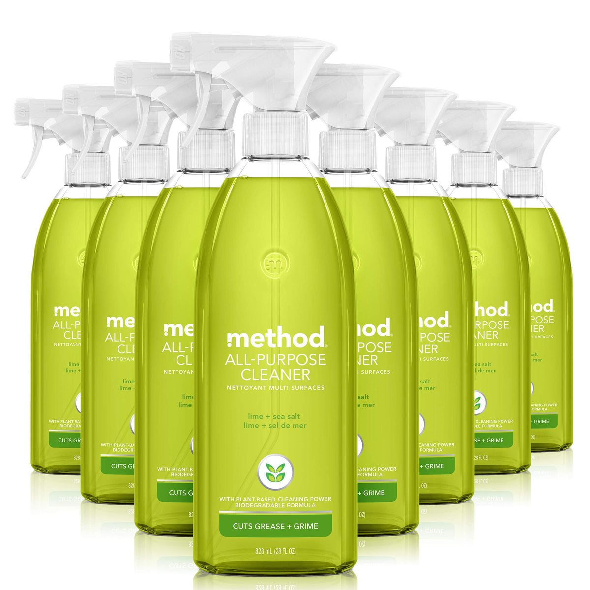 Method All Purpose Cleaner, Lime + Sea Salt, 28 Fl Oz (Pack of 8), Eco-Friendly Multi-Surface Cleaning Spray