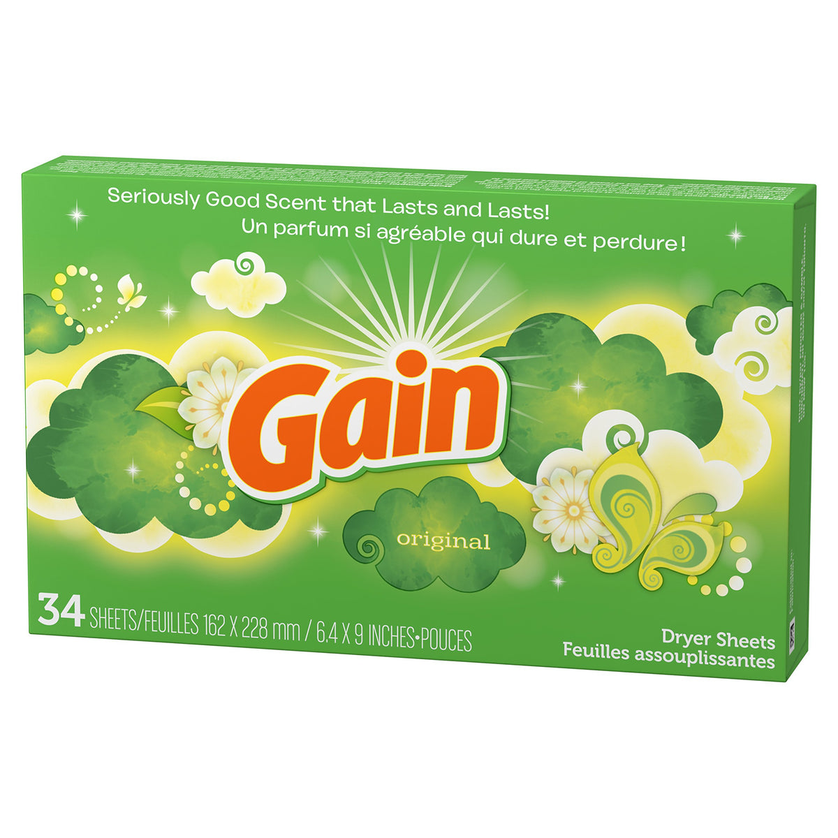 Gain Dryer Sheets - Original - 34 Sheets Per Box - Pack of 2 Boxes