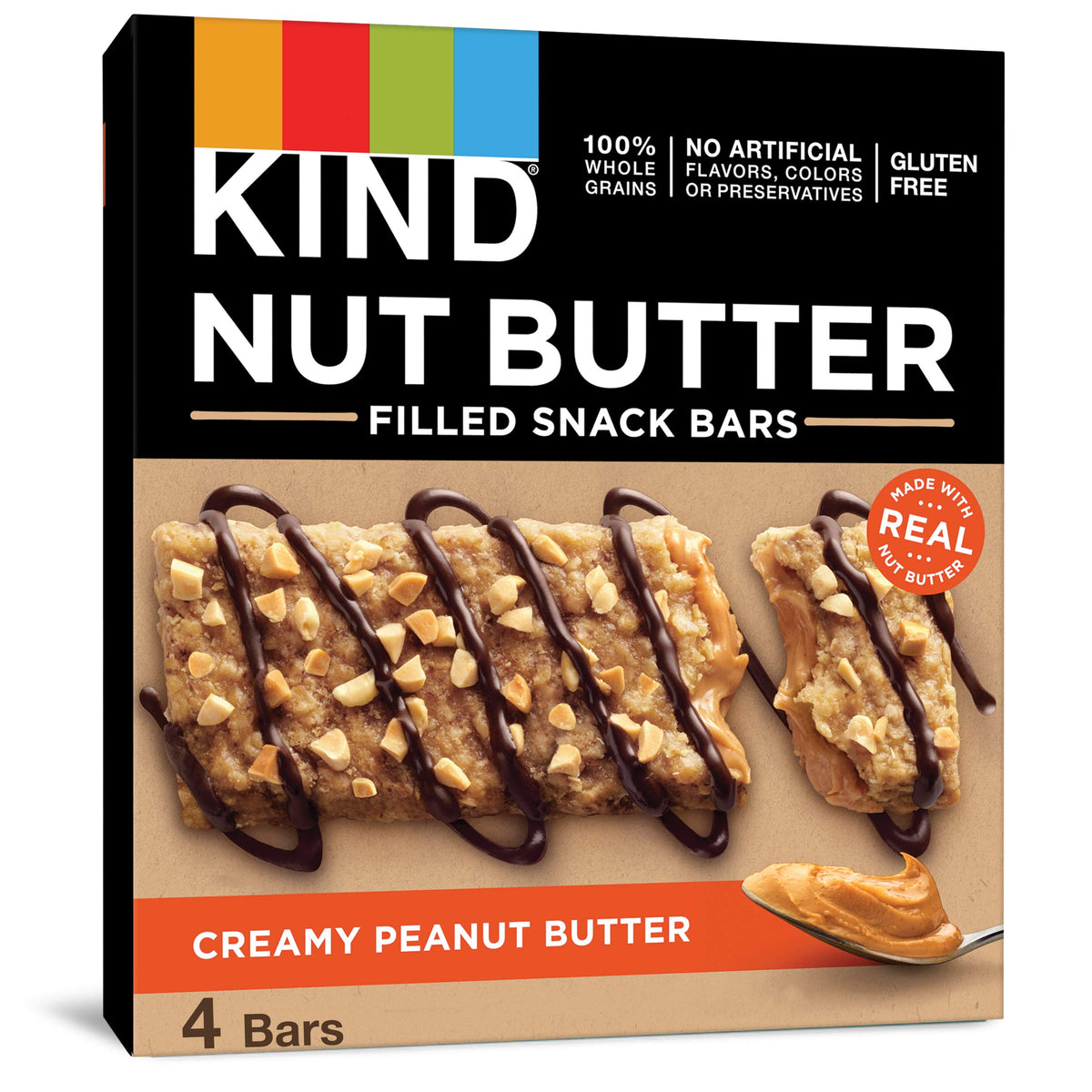 KIND Nut Butter Filled Bars, Creamy Peanut Butter, 32Count