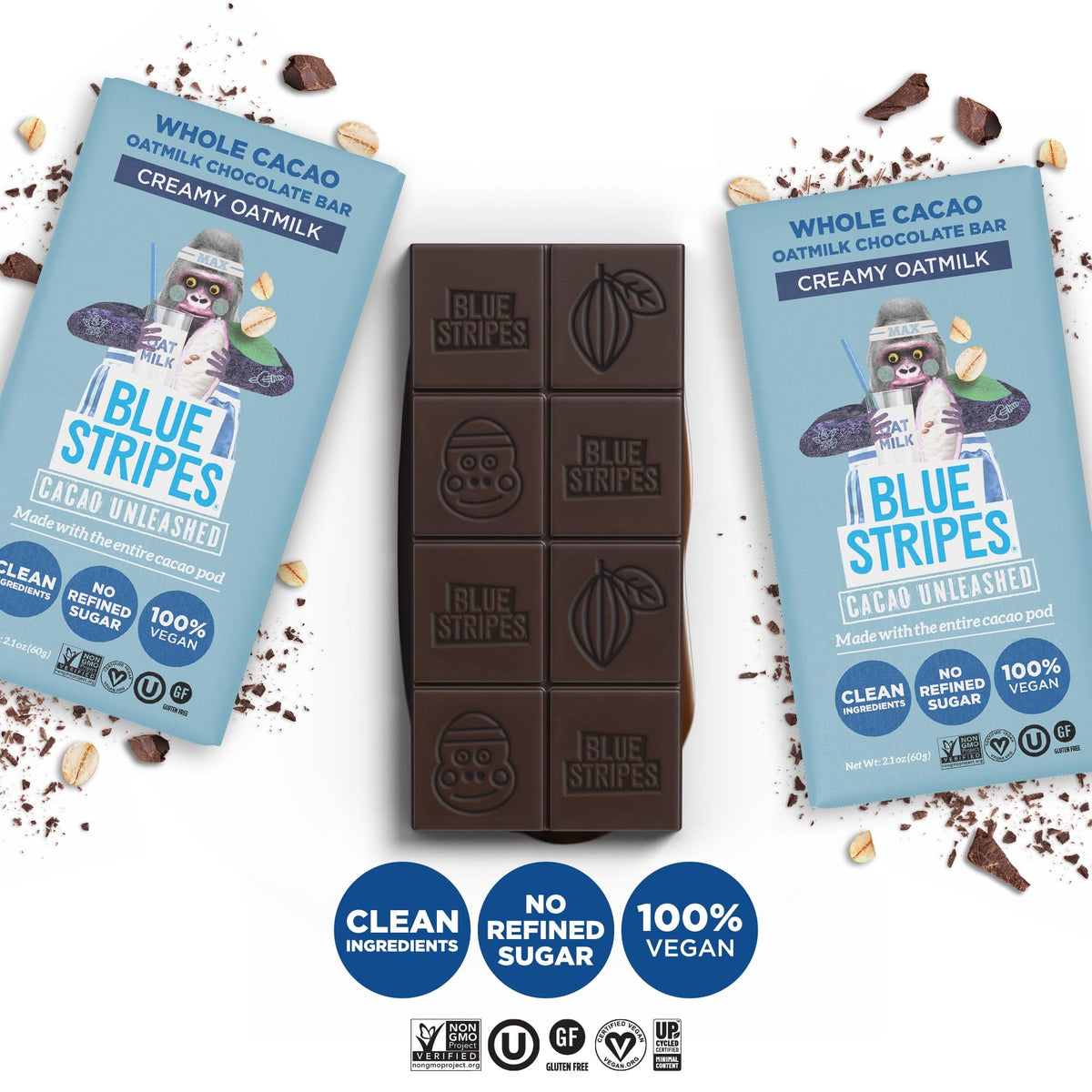 Blue Stripes Oat Milk Chocolate Bar, 2.1 OZ