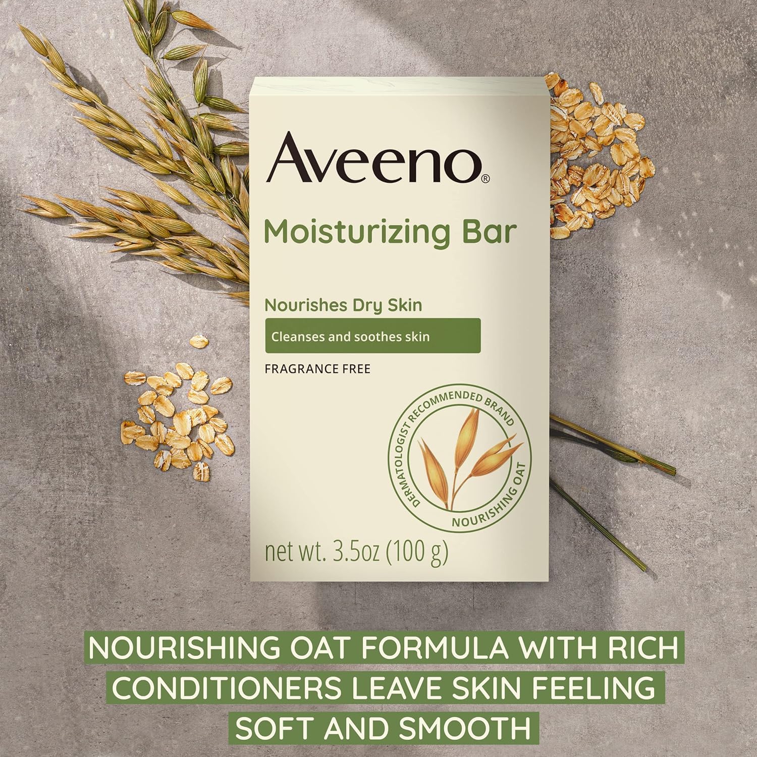 AVEENO Naturals Moisturizing Bar for Dry Skin 3.50 oz (Pack of 12) - Packaging May Vary