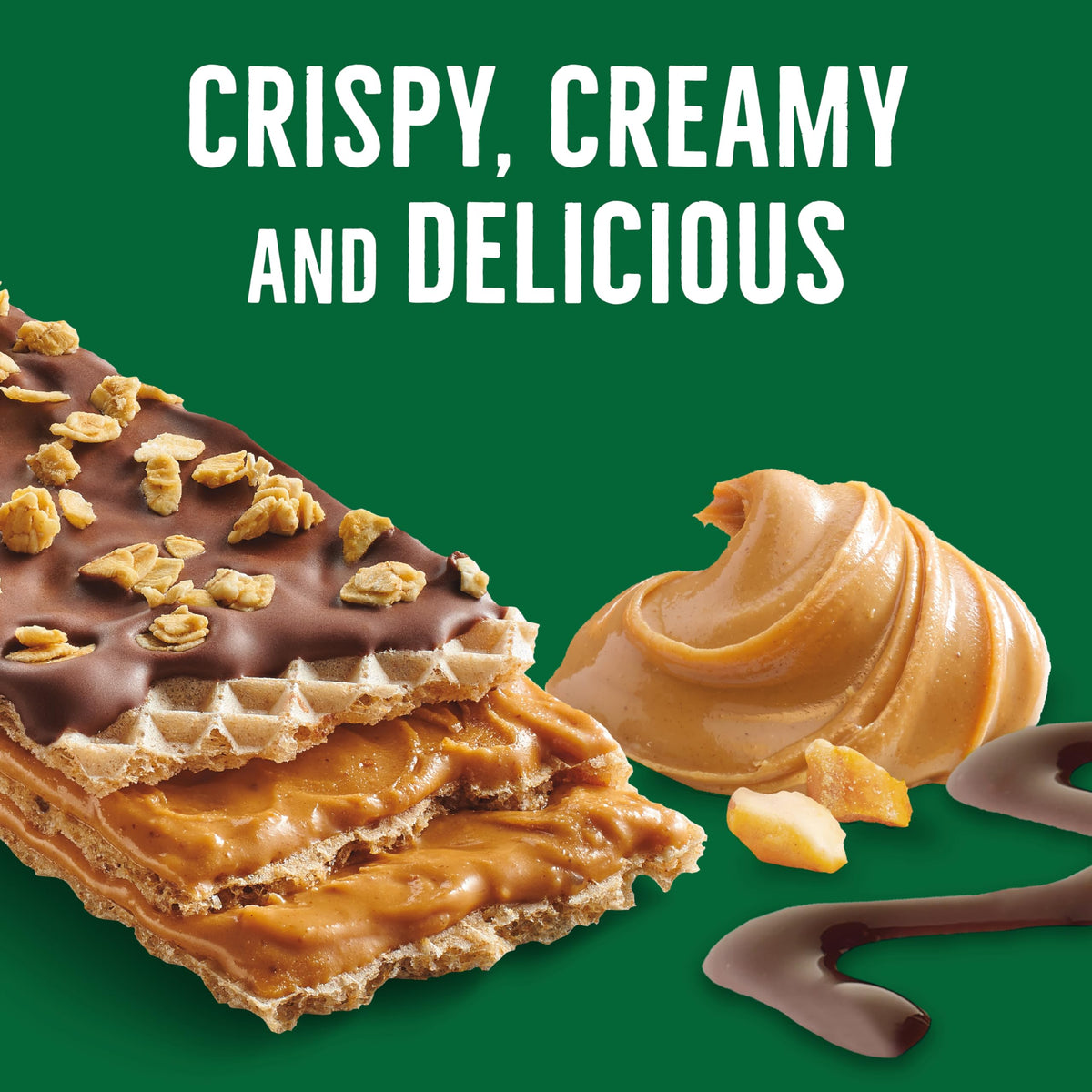 Nature Valley Crispy Creamy Wafer Bars, Peanut Butter Chocolate, 4g Protein, 10 Bars, 13 oz
