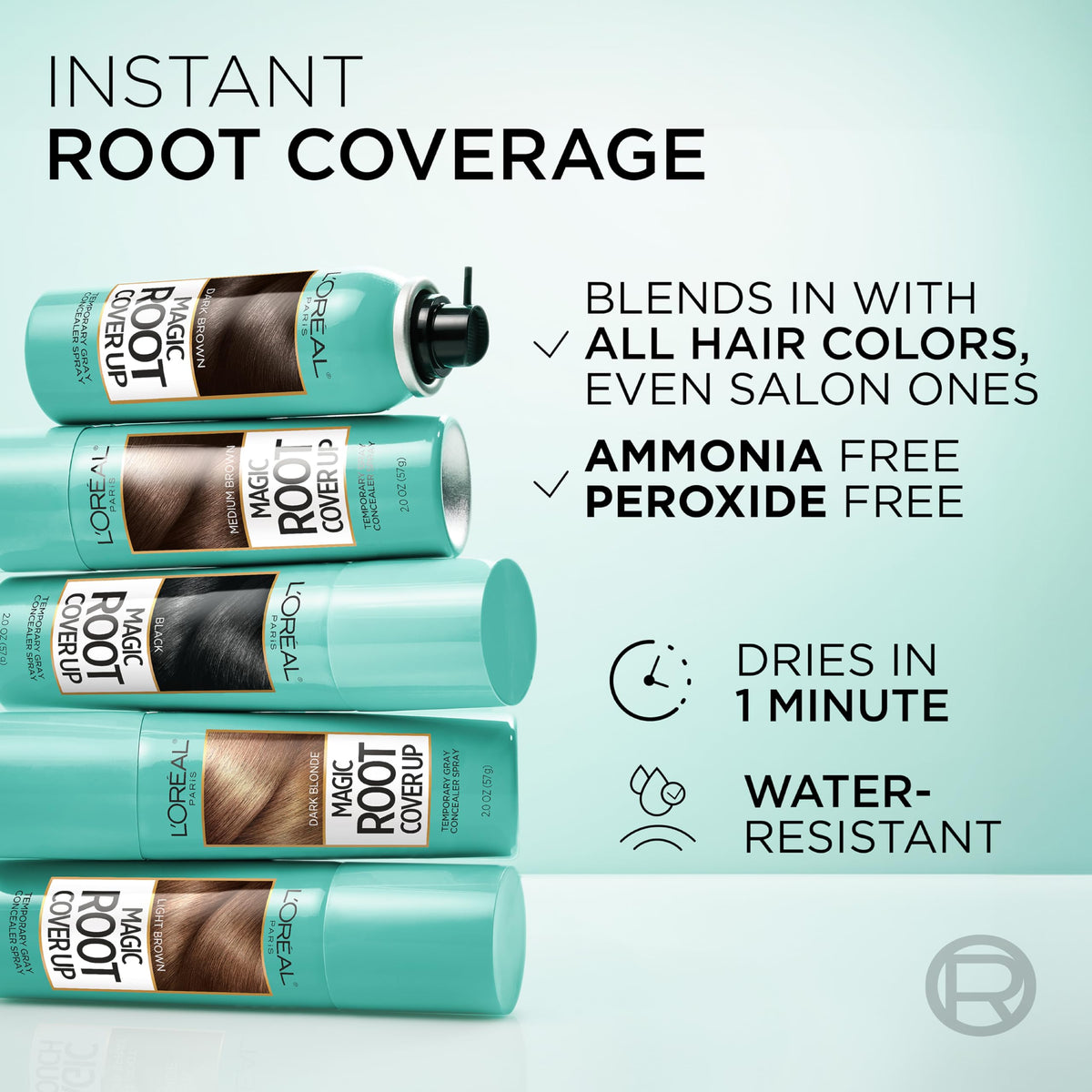 L'Oreal Paris Magic Root Cover Up Gray Concealer Spray Black 2 oz.(Packaging May Vary)