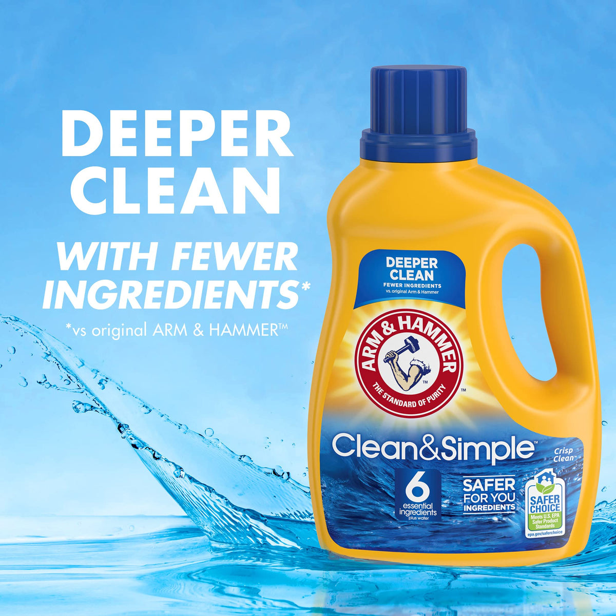 Arm & Hammer Clean & Simple, 25 Loads Liquid Laundry Detergent, 43.75 Fl oz, (packaging may vary)