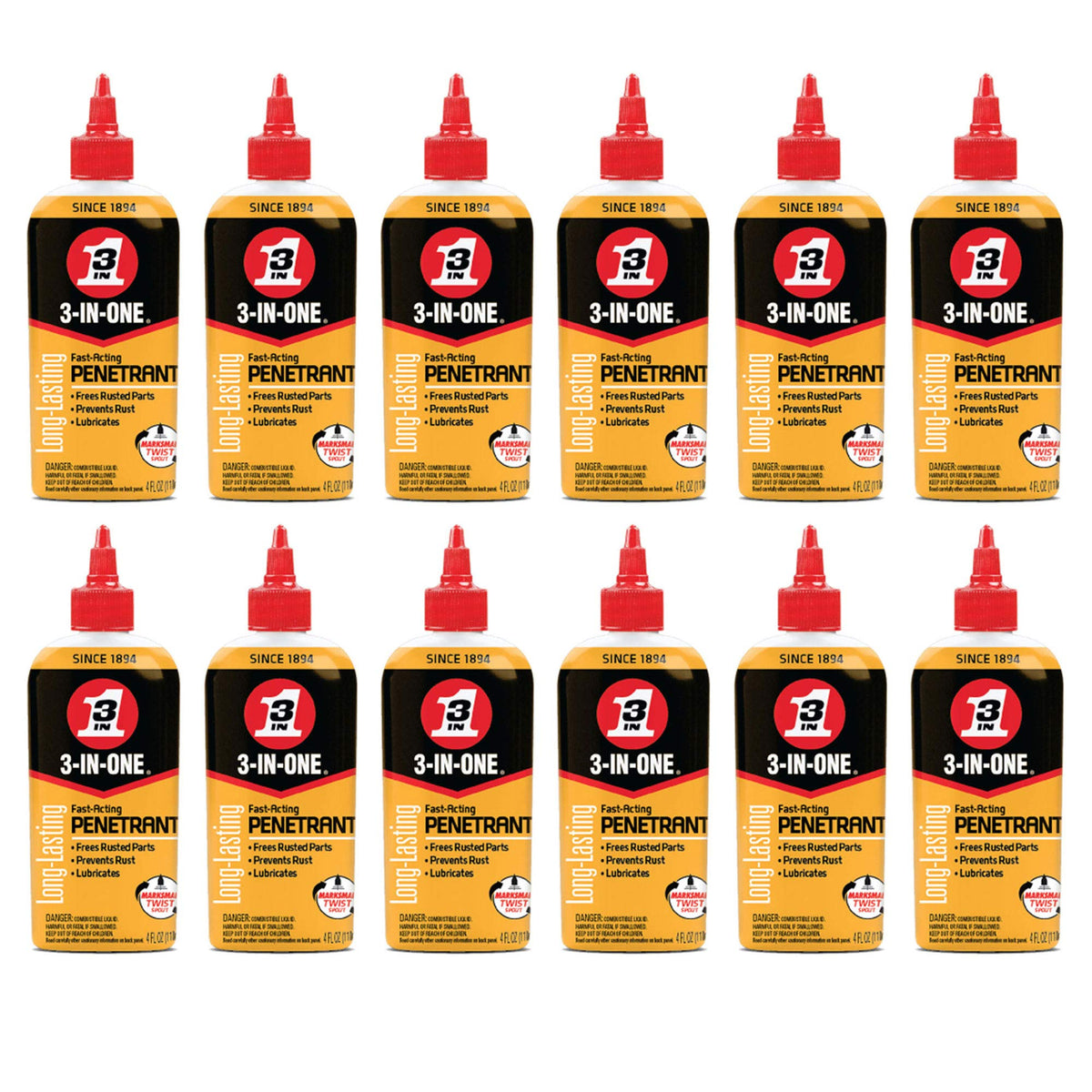 3-IN-ONE Fast-Acting Penetrant Drip Oil, 4 OZ [12-PACK]