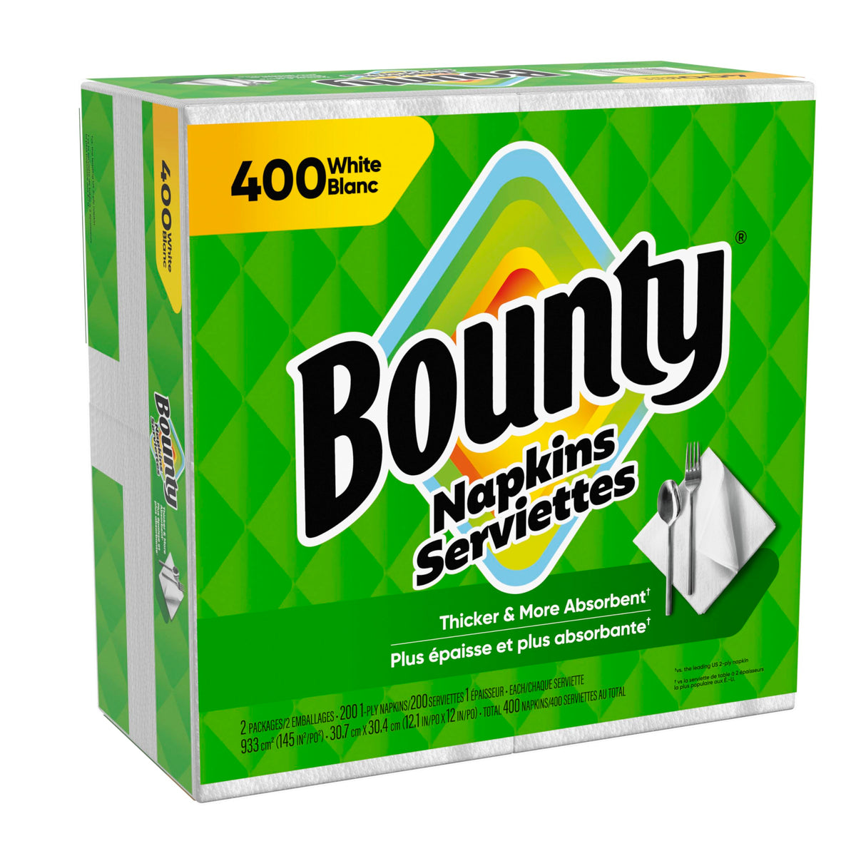 Bounty Paper Napkins, White, 400 Count