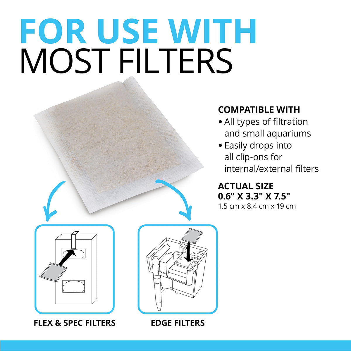 Fluval ClearX Filter Media Insert, Replacement Aquarium Filter Media, 4-Pack, A1336