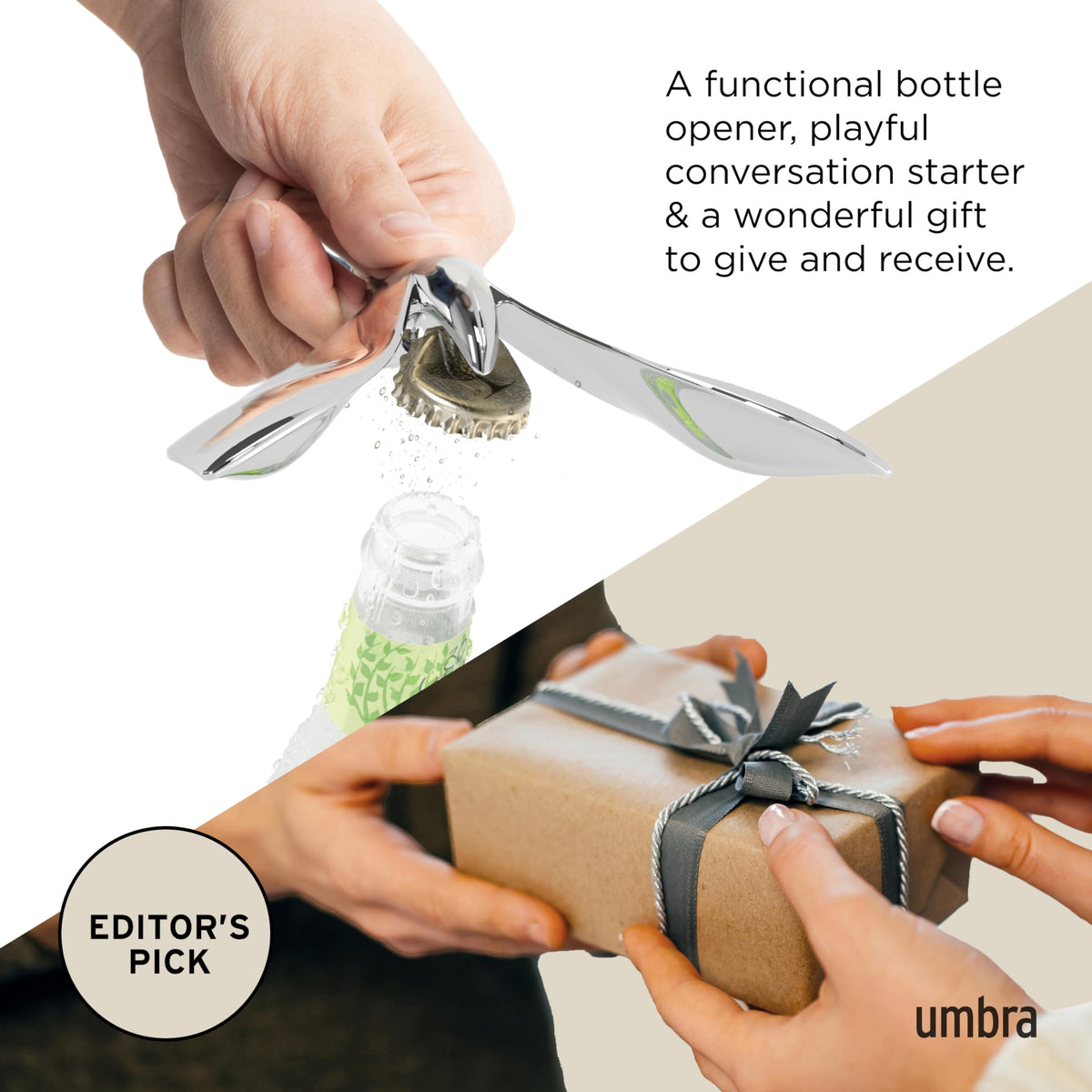 Umbra Tipsy Bottle Opener, Sculptural Bar Accessory