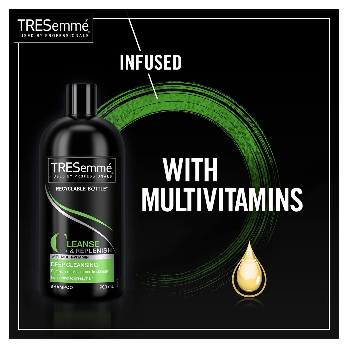 TRESemmé Replenish & Cleanse Shampoo with vitamin C, Fresh, 900 ml, Pack of 1