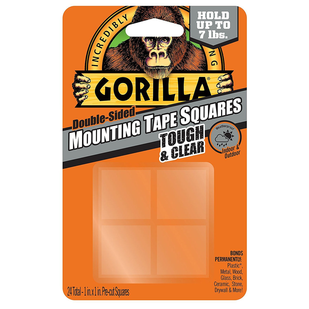 Gorilla 6067201 Mounting Tape Squares, Tough & Clear (5 Pack)