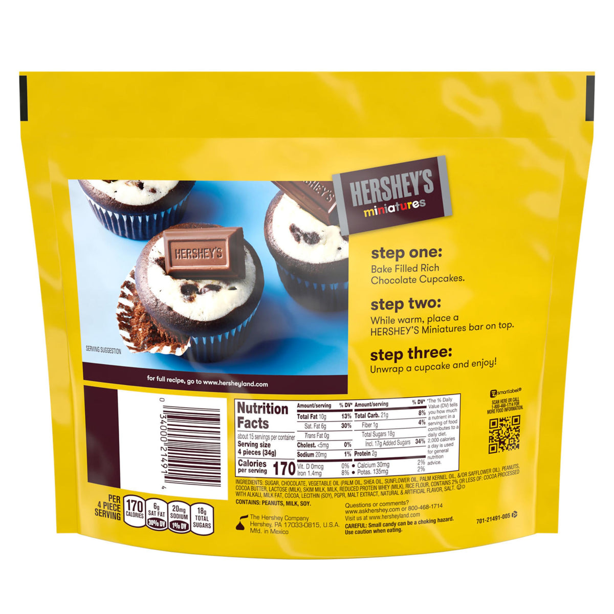 HERSHEY'S Miniatures Assorted Chocolate Candy Family Pack, 17.6 oz