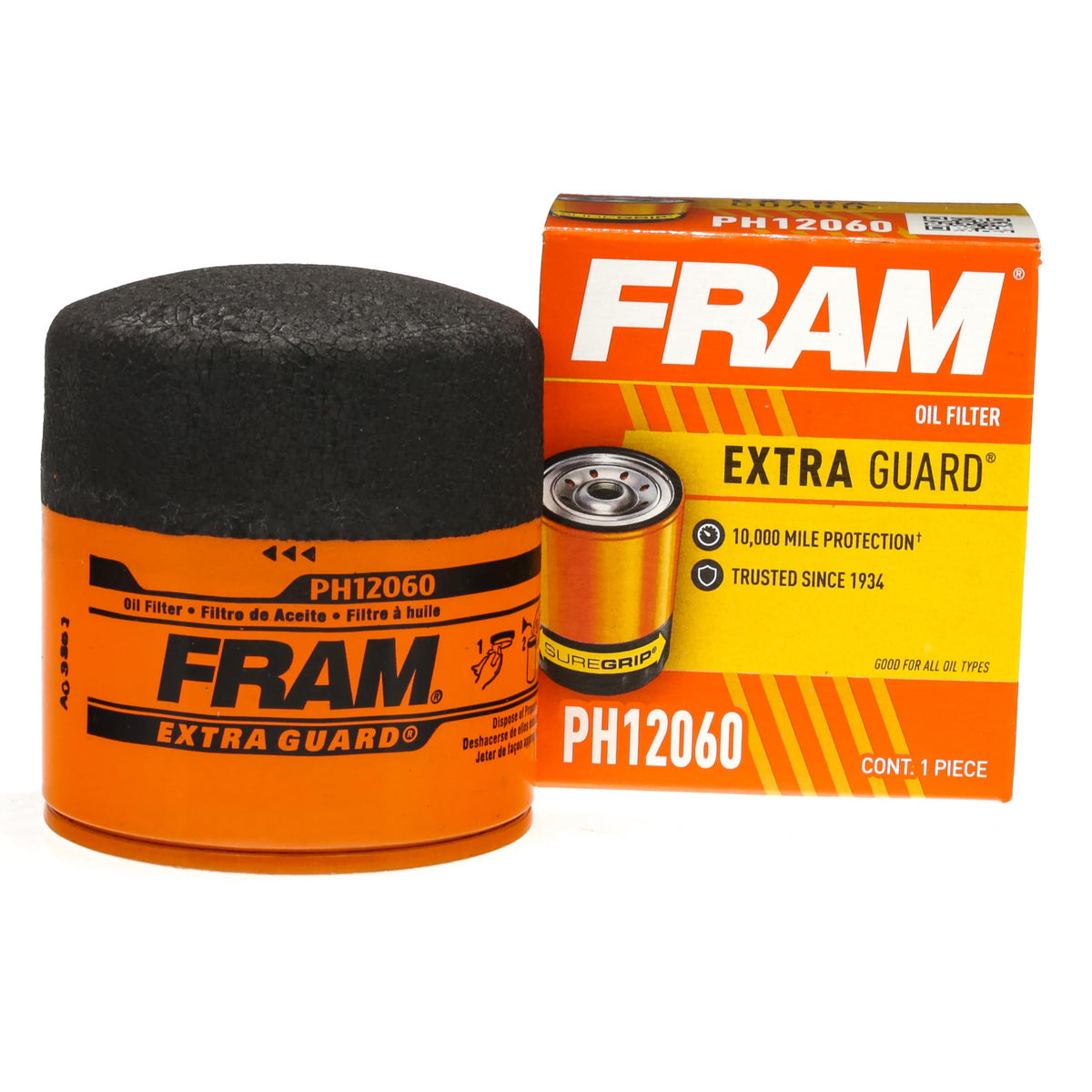 FRAM Extra Guard PH12060, 10K Mile Change Automotive Replacement Interval Spin-On Engine Oil Filter for Select Vehicle Models
