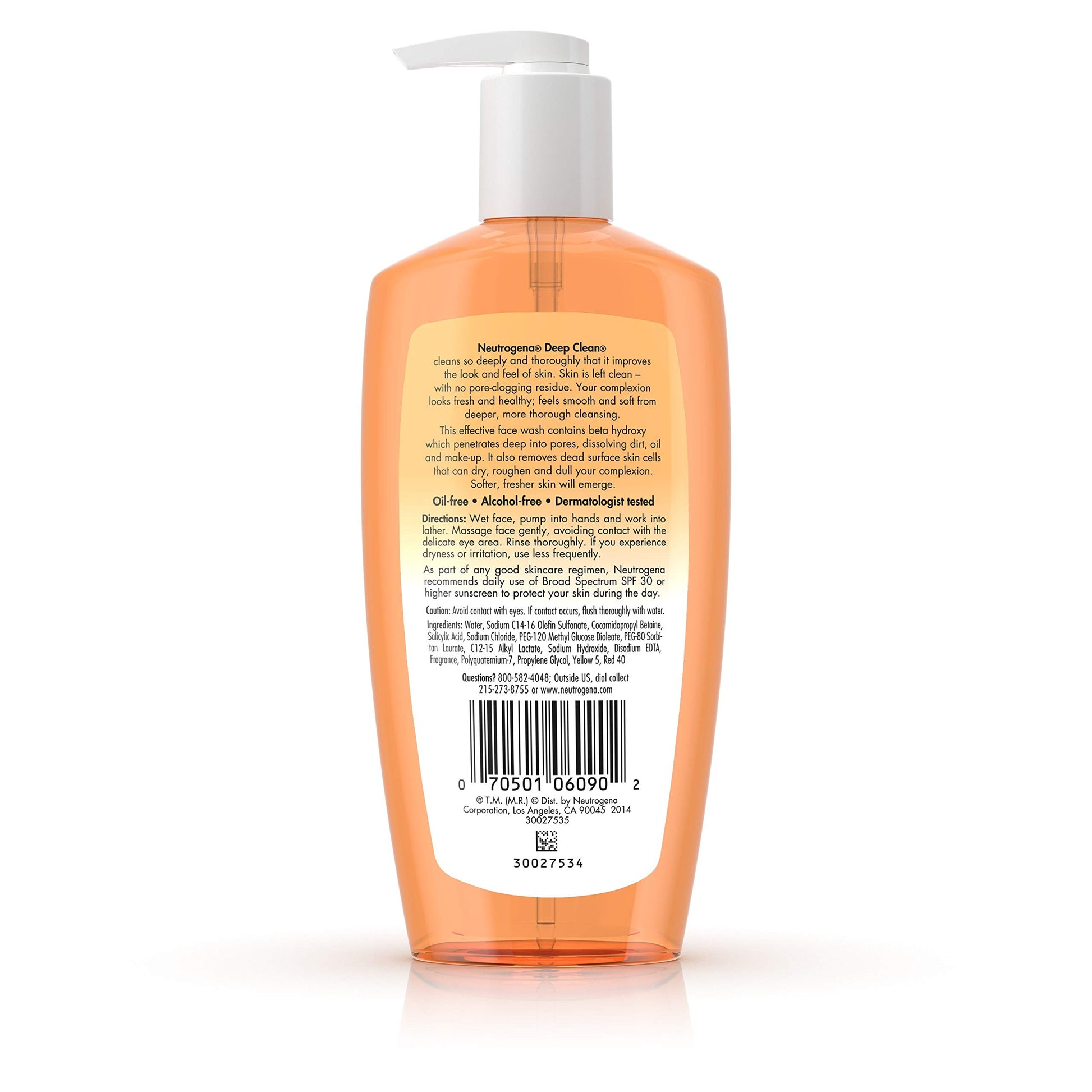 Neutrogena Deep Clean Facial Cleanser, Normal to Oily Skin, 6.7 Ounce