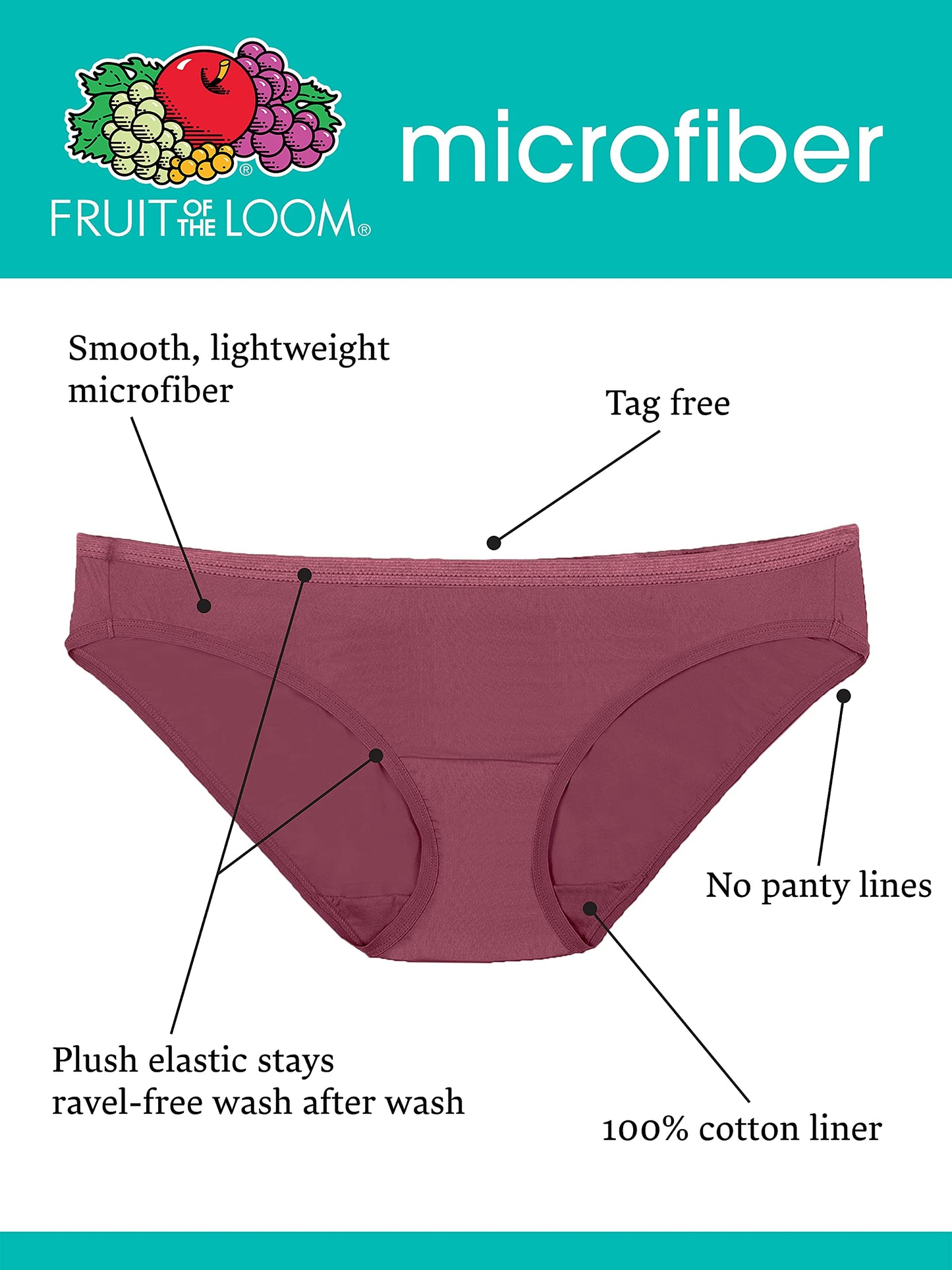 Fruit of the Loom Women's Size Underwear, Designed to Fit Your Curves, Hi Cut-Microfiber-Assorted, 10 Plus