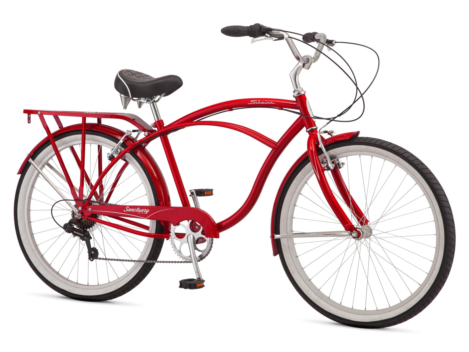 Schwinn Sanctuary 7 Comfort Beach Cruiser Bike for Adult Women Men, 7-Speed Drivetrain in Retro-Styled 18-Inch Steel Step-Over Frame, 26-Inch Wheels, with Front & Rear Fenders, Rear Cargo Rack