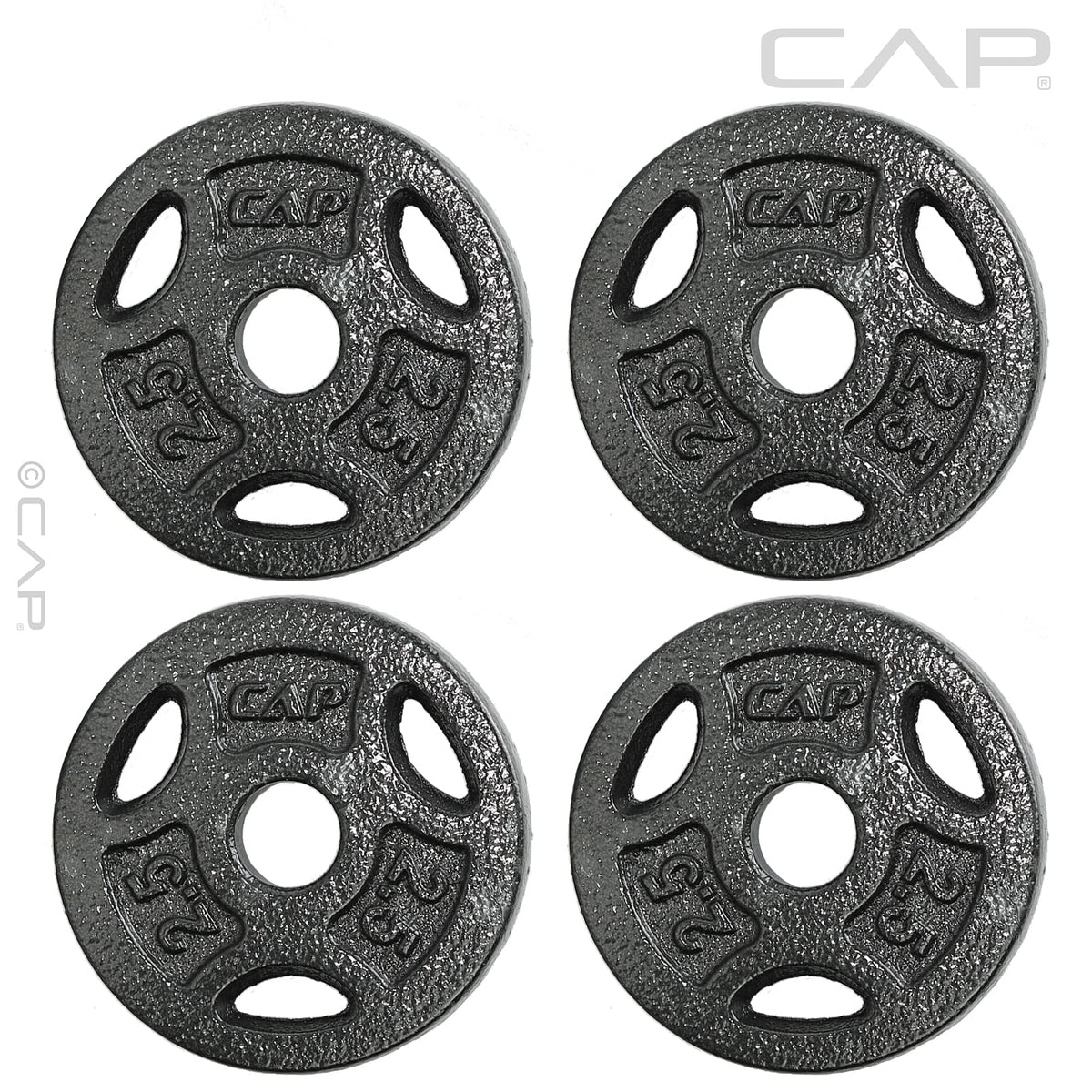 CAP Barbell Standard 1-Inch Grip Weight Plates 2.5 lbs BLACK, Pack (x4)
