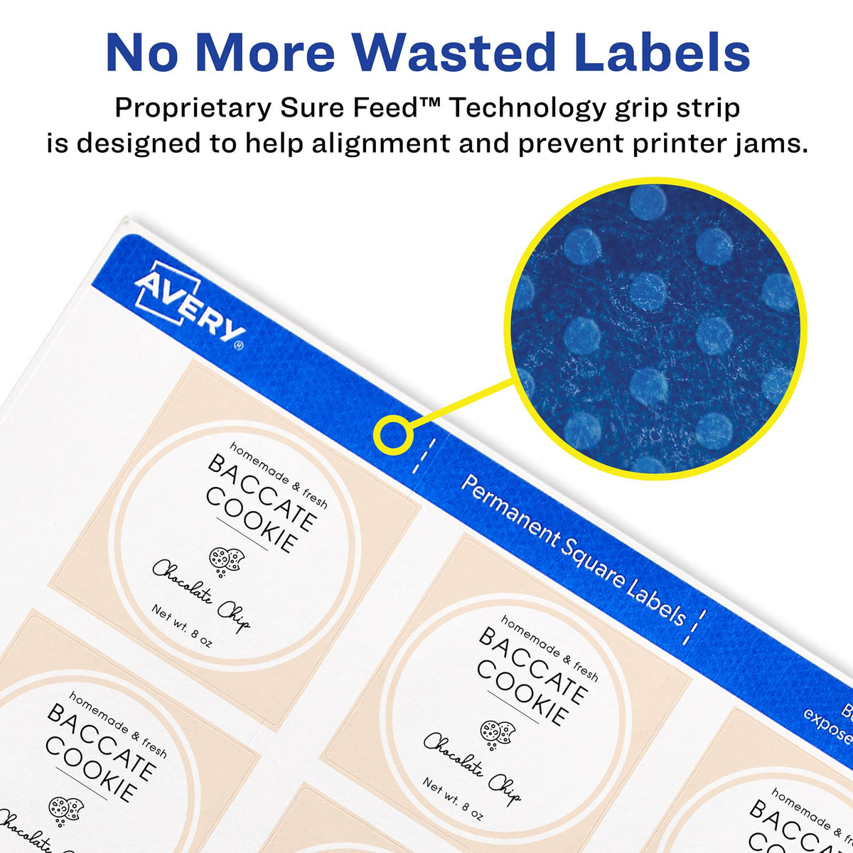 Avery Printable Blank Square Labels, 2" x 2", Matte White, 300 Customizable Labels (22806)