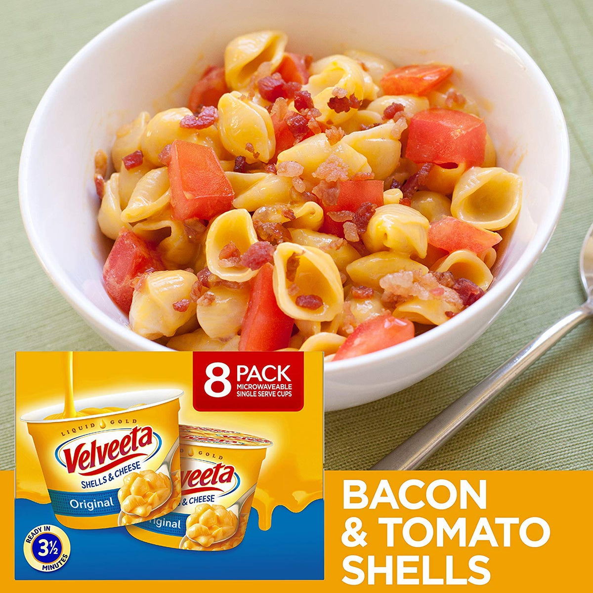 Velveeta Shells & Cheese Pasta, Original, Single Serve Microwave Cups, 8Count 2 Pack