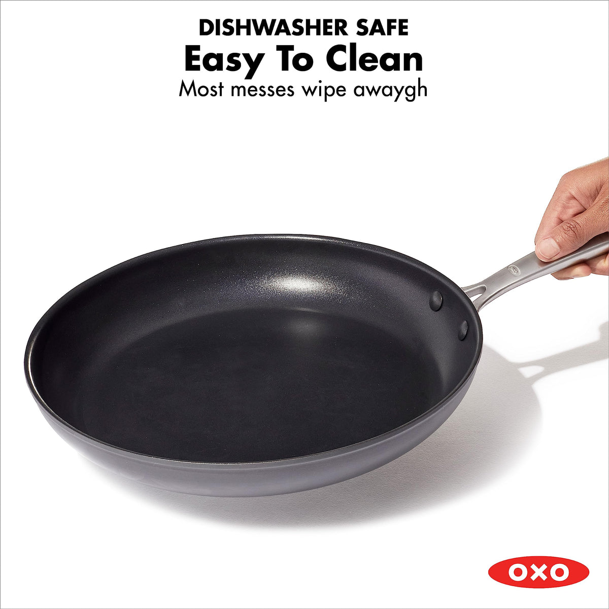 OXO Enhanced 8" Frying Pan Skillet, PFAS-Free Ceramic Nonstick, Durable Hard Anodized Cookware, Scratch Resistant, Stainless Steel Handle, Good Grips, Dishwasher/Oven Safe, Black