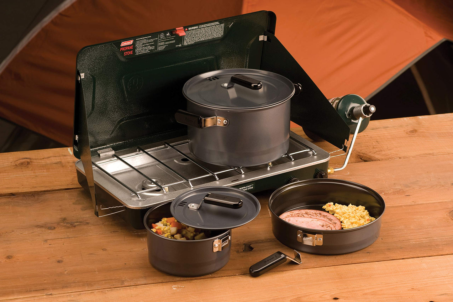 Coleman 6-Piece Steel Family Camping Cookware Set Includes Frying Pan Sauce Pan & Stock Pot Great for Camping Tailgating RVs & Outdoor Cooking