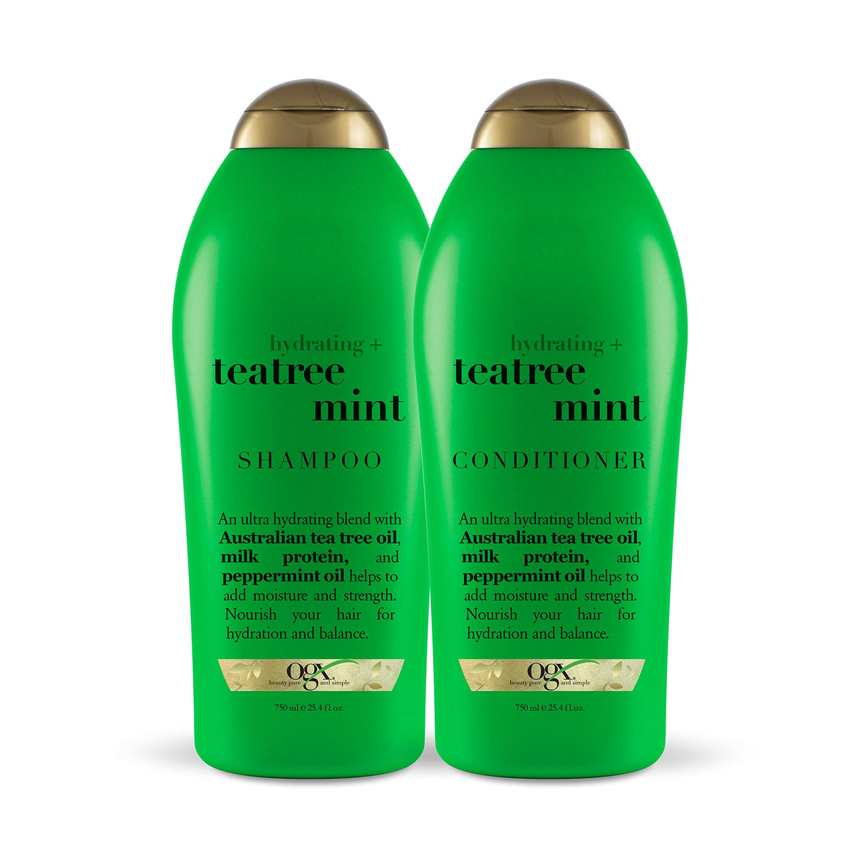 OGX Hydrating + Tea Tree Mint Shampoo & Conditioner, 25.4 Ounce (Set of 2)