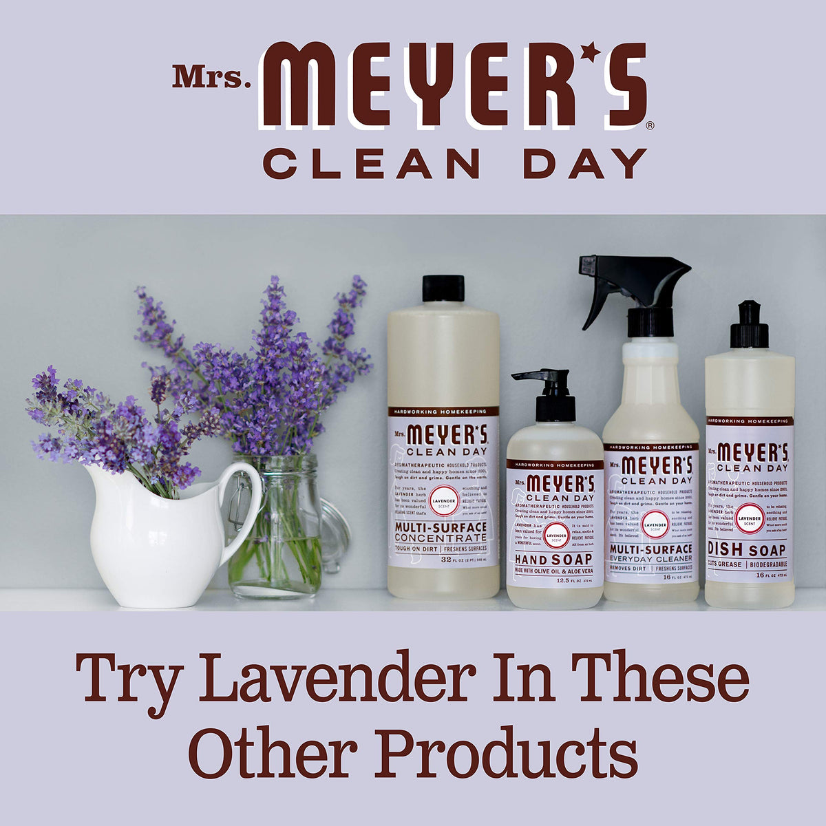 Mrs. Meyer's Liquid Hand Soap Refill, 1 Basil, 1 Lavender, 2 CT(Variety Pack)