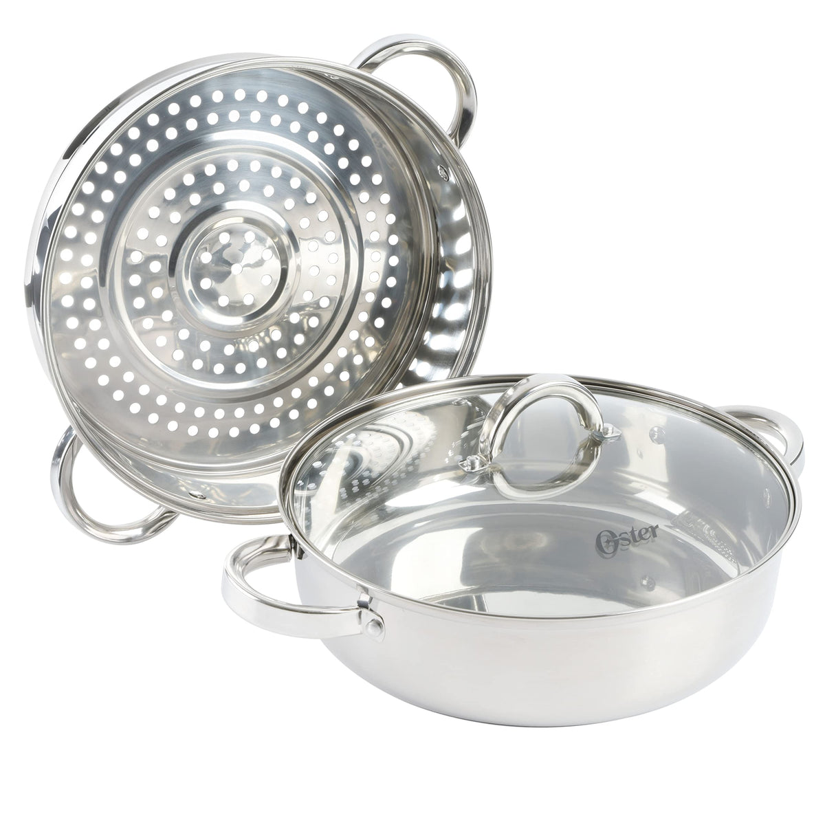 Oster Sangerfield Stainless Steel Cookware 11-Inch Everyday Pan w/Steamer and Lid