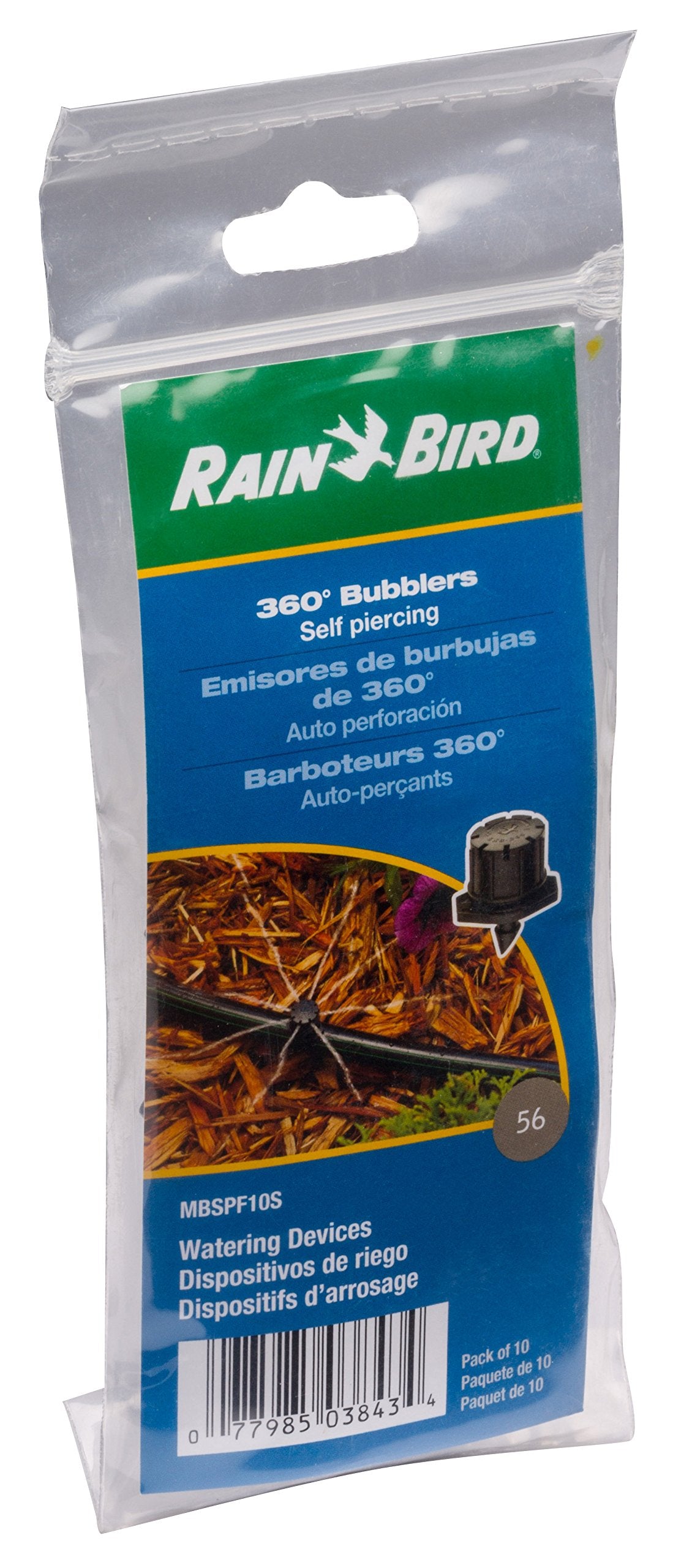 Rain Bird MBSPF10S Drip Irrigation Self-Piercing Micro-Bubbler, 360Â° Full Circle Pattern, 0 - 3' Spray Distance, 10-Pack