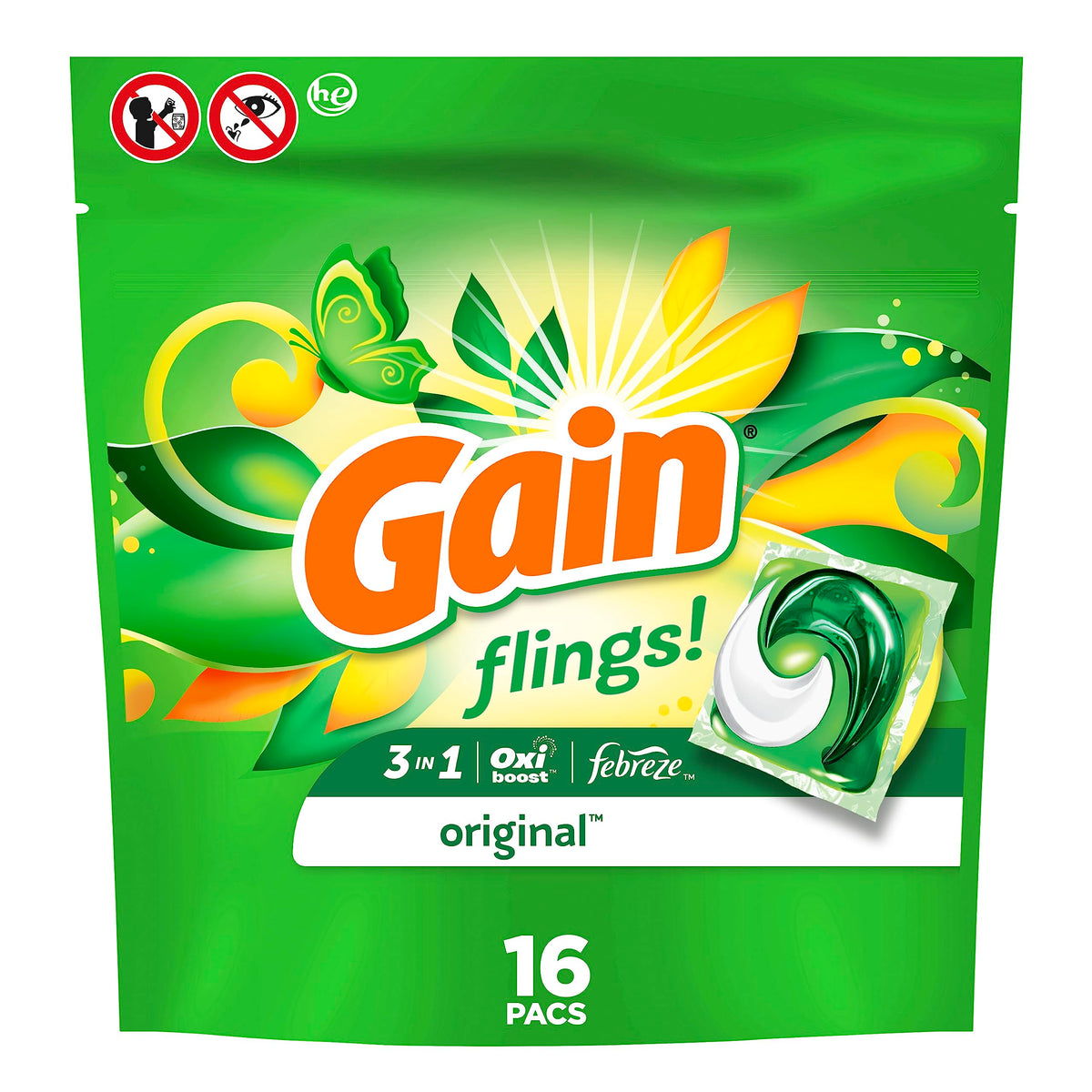 Gain flings! Laundry Detergent Soap Pods, Original, 16 count