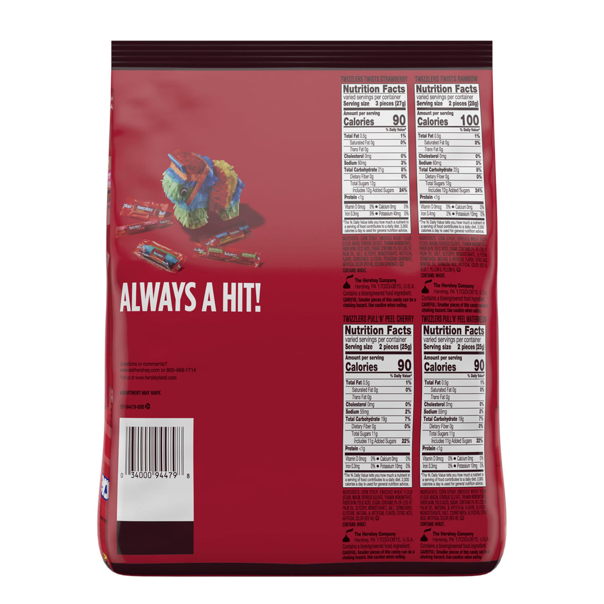 TWIZZLERS Assorted Flavored Licorice Style, Candy Bulk Party Pack, Halloween Candy, 46.34 oz