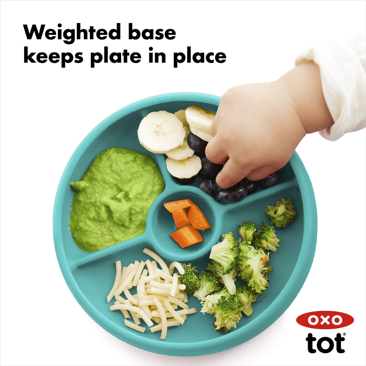 OXO Tot Silicone Divided Plate Teal