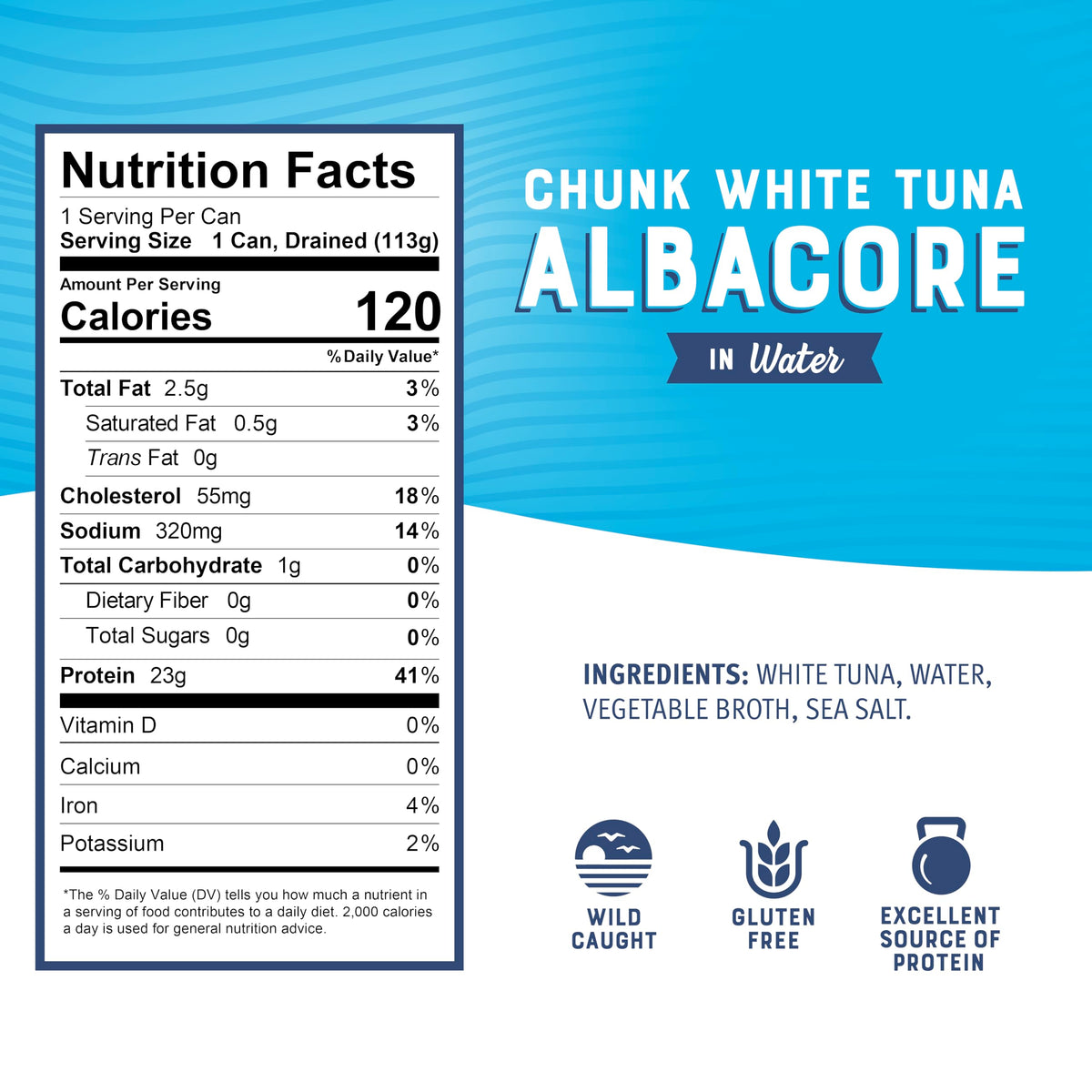 Bumble Bee Chunk White Albacore Tuna in Water, 5 oz Can (Pack of 8) - Wild Caught Tuna - 23g Protein per Serving, High in Omega-3s - Non-GMO Project Verified, Gluten Free, Kosher