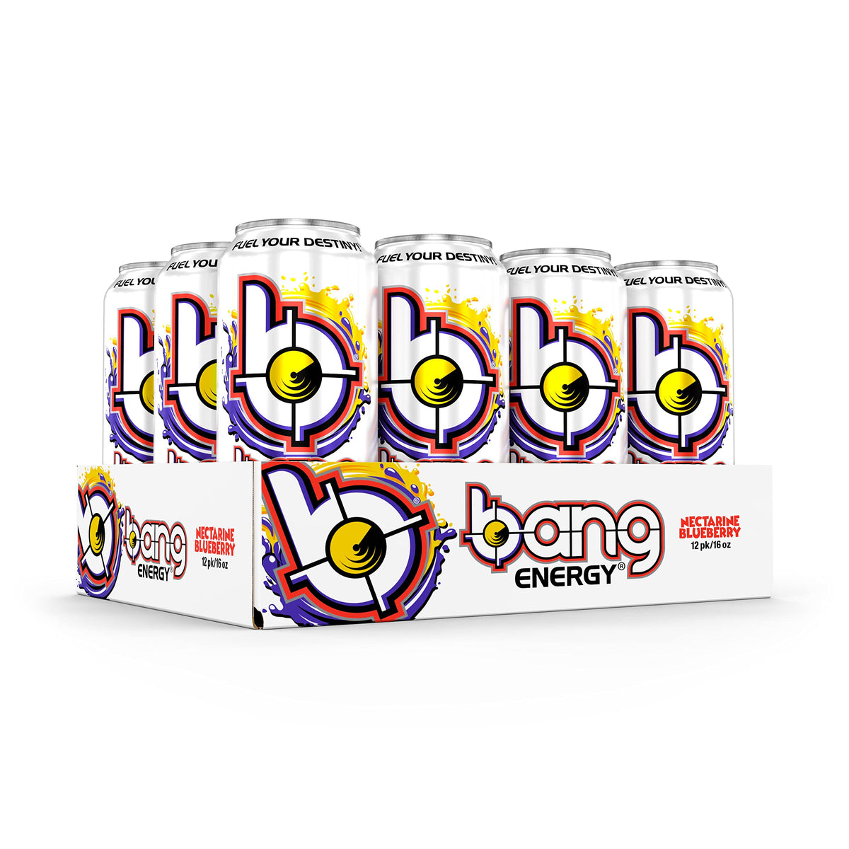 Bang Energy Nectarine Blueberry, Sugar-Free Energy Drink, 16-Ounce (Pack of 12)