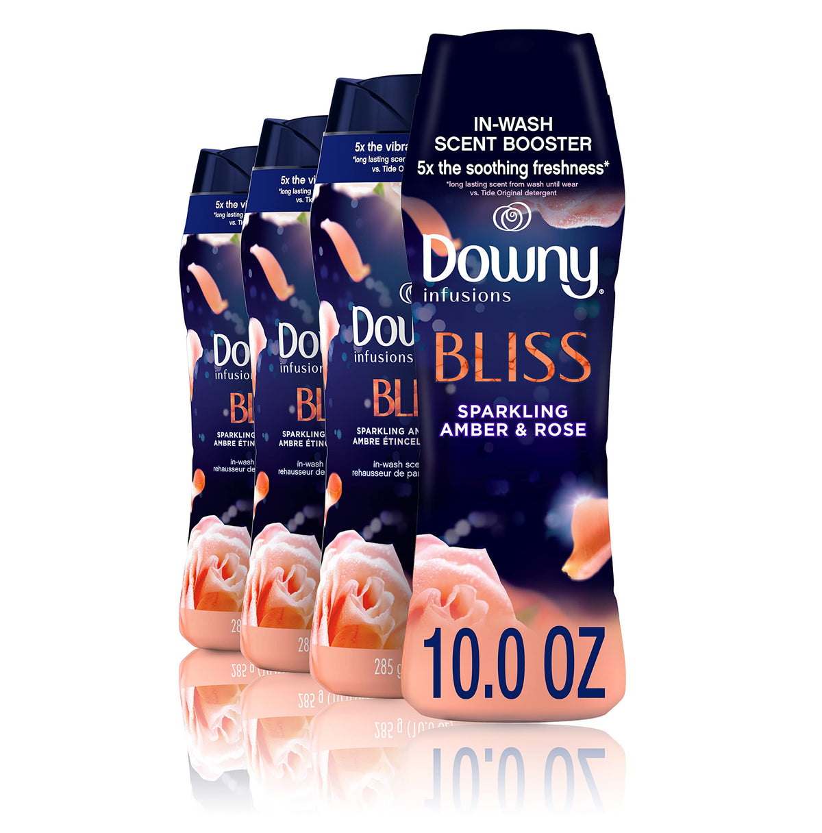 Downy Infusions Laundry Scent Booster Beads for Washer, Bliss, Sparkling Amber & Rose, 10 oz (Pack of 4)