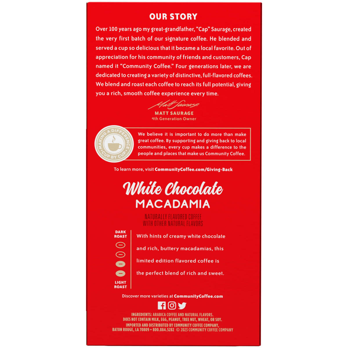 Community Coffee Limited Edition White Chocolate Macadamia 96 count Flavored Coffee Pods, Medium Roast Compatible with Keurig 2.0 K-Cup Brewers, 24 count (Pack of 4)