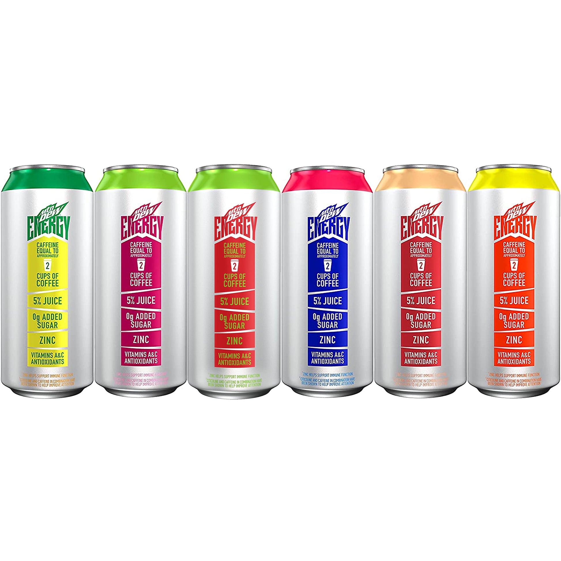 MTN DEW ENERGY 6 Flavor Variety Pack, 16 Fl Oz (Pack of 12) (Packaging May Vary)