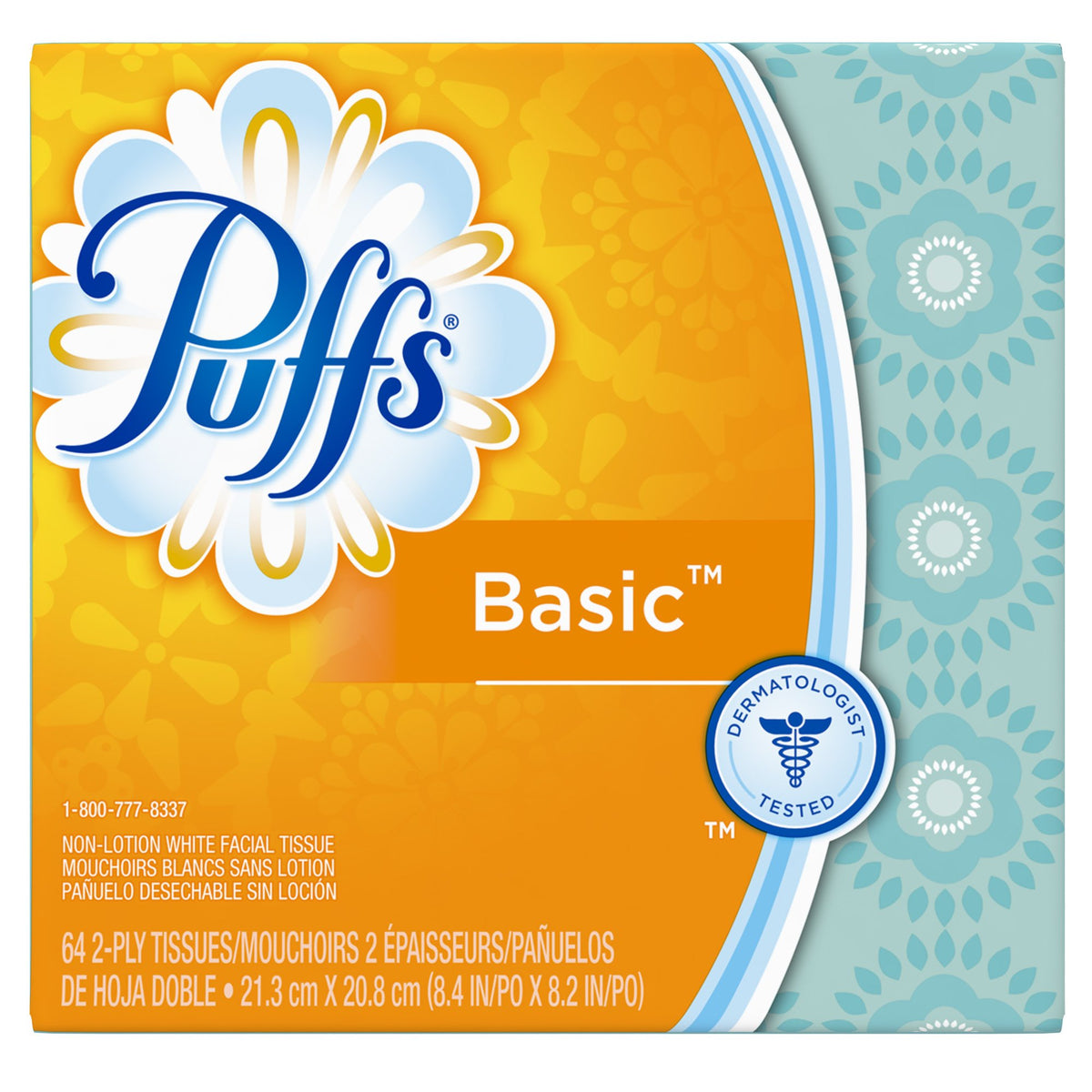 Puffs Basic Facial Tissues; 64 Count; 1 Cube Box (64 Tissues In Box)