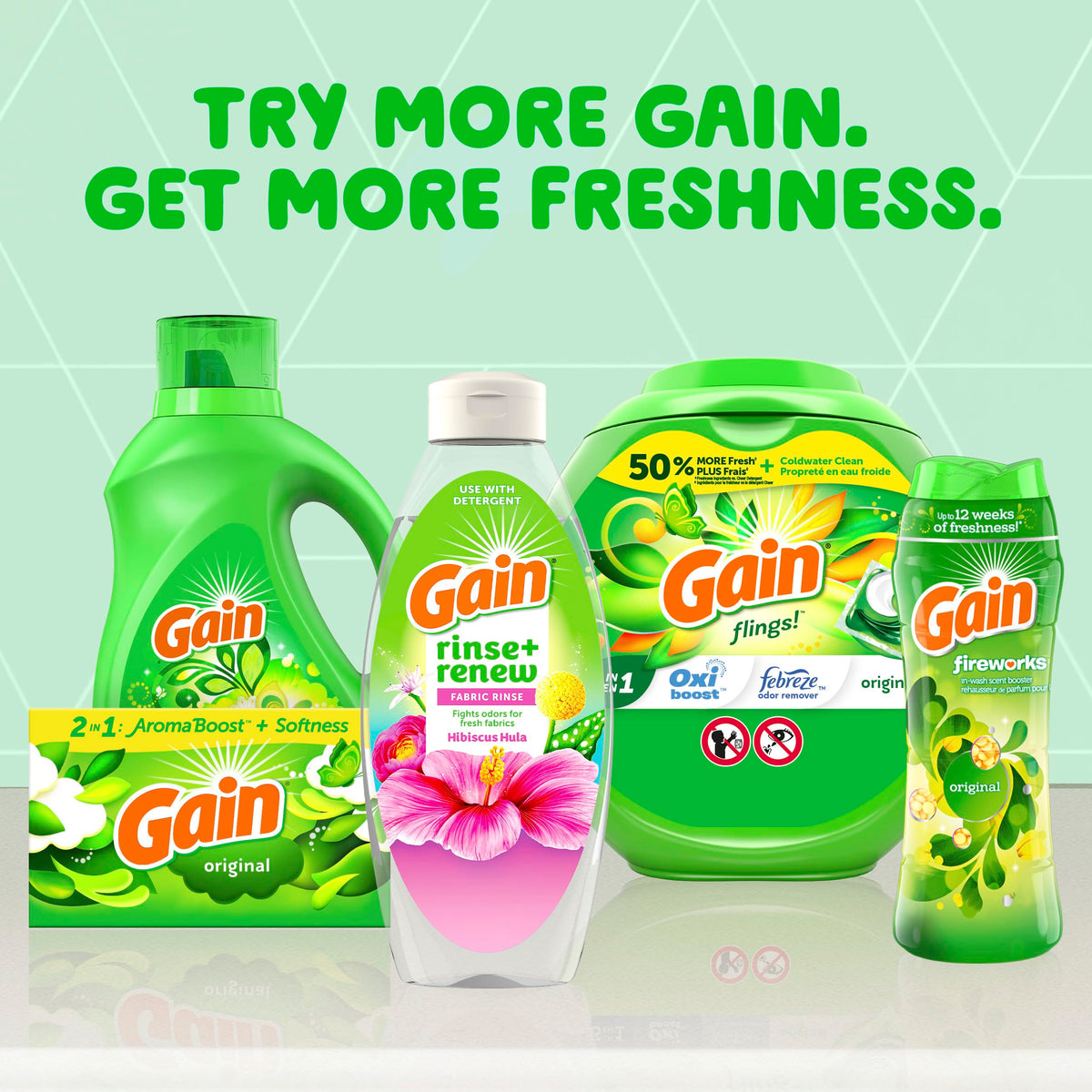 Gain Rinse and Renew Fabric Rinse, Hibiscus Hula, 48 fl oz, Odor Fighter, Laundry Deodorizer