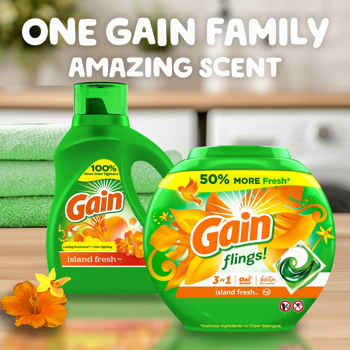 Gain Island Fresh 46 FL oz (1.36L) Liquid Detergent