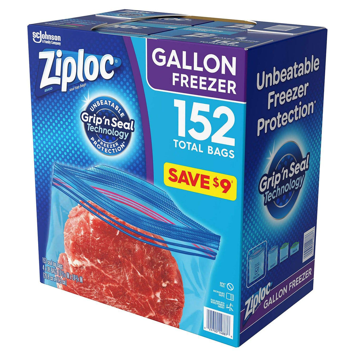 Ziploc Double Zipper Freezer Gallon - 4/38 Count (3 Pack)