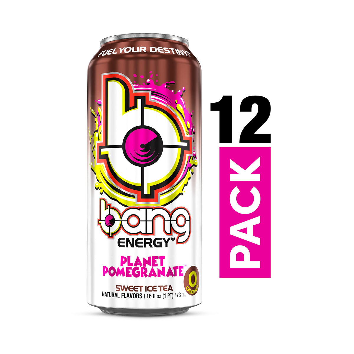 Bang Energy Planet Pomegranate Sweet Tea, Sugar-Free Energy Drink, 16 Ounces (Pack of 12)