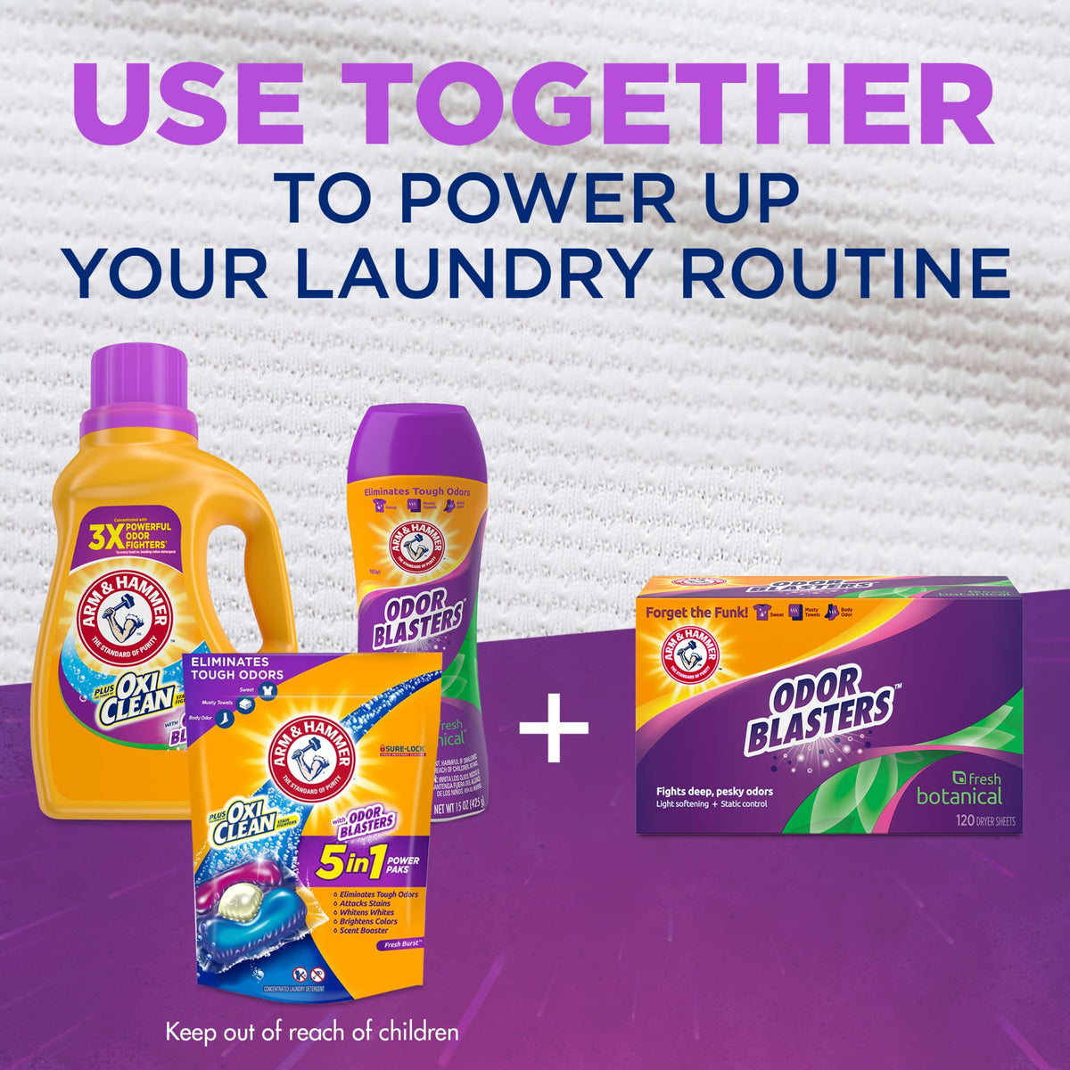 ARM & HAMMER Dryer Sheets, Fabric Softener Sheets with Odor Blasters, Fresh Botanical Scent, 80 Ct