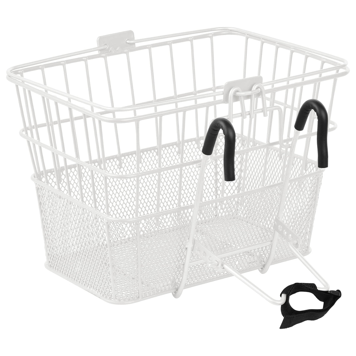 Retrospec Bicycles Detachable Steel Half-Mesh Apollo Bike Basket with Handles, Glossy White