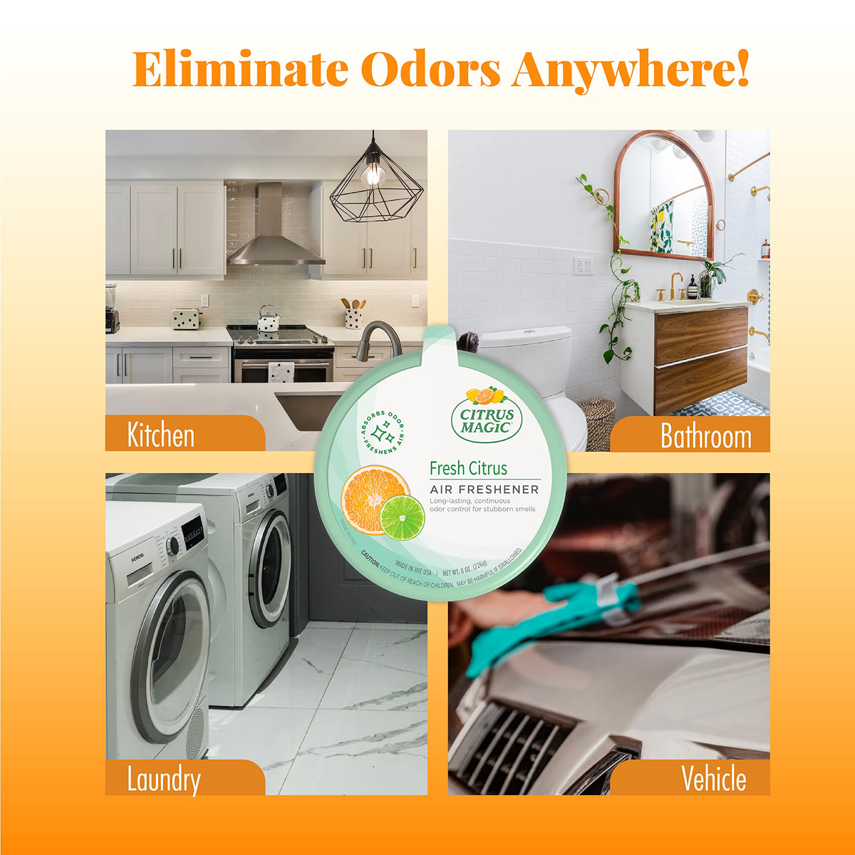 Citrus Magic 2-Pack Solid Air Freshener, 8-Ounce, Citrus