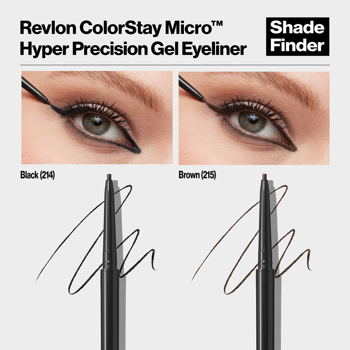 Revlon Gel Eyeliner, ColorStay Micro Hyper Precision Eye Makeup with Built-in Smudger, Waterproof, Longwearing with Micro Precision Tip, 214 Black, 0.002 oz