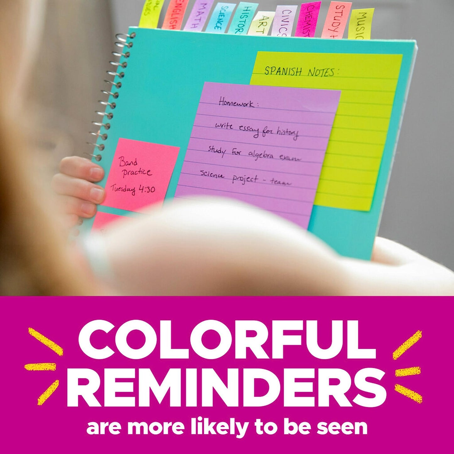 Post-it Notes 3x3 in 5 Pads America's #1 Favorite Sticky Notes, Poptimistic, Bright Colors, Clean Removal, Recyclable (655-5UC)