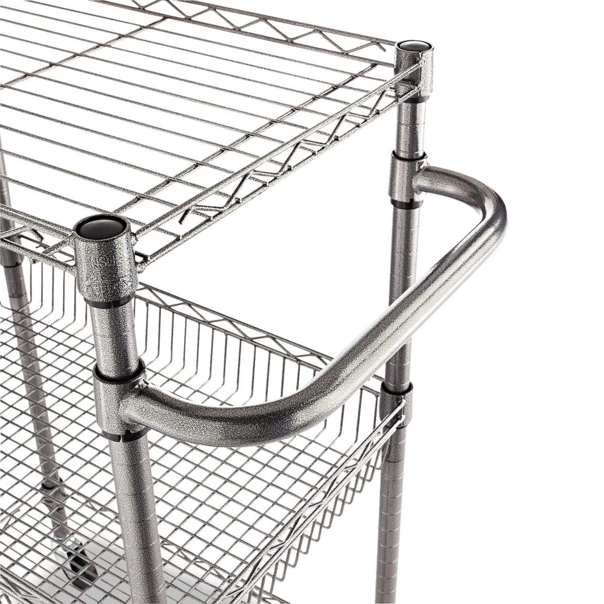 Alera Three-Tier Wire Rolling Cart, 28w x 16d x 39h, Black Anthracite