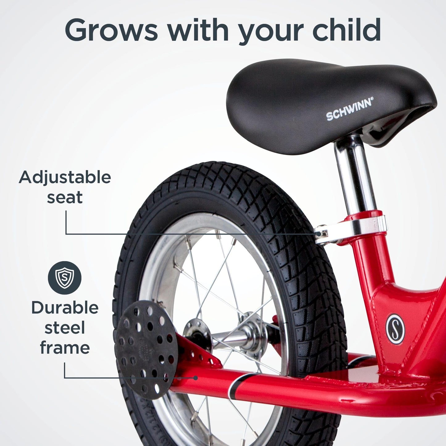 Schwinn Toddler Balance Bike, Boys and Girls, Fits Kids 28-38-Inches Tall, with 12-Inch Wheels, Beginner Rider Training, Red